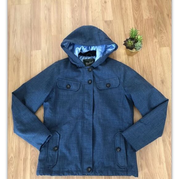 WOOLRICH 15131 Majolica Blue Heather Hooded Full Zip Jacket Womens SIZE SMALL - Picture 3 of 11